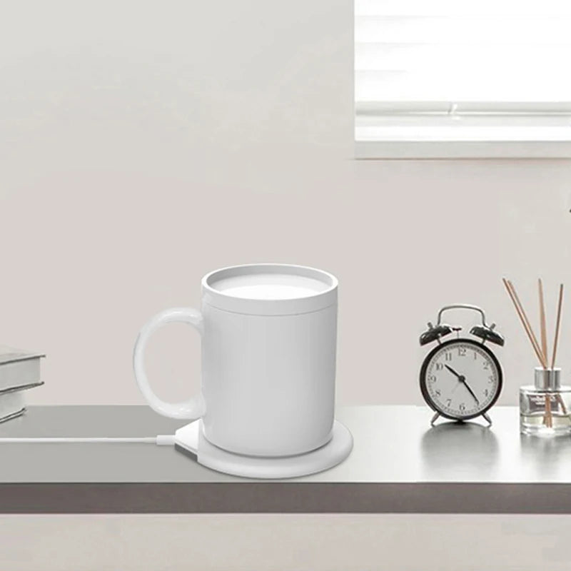Portable Intelligent USB Ceramic Mug Warmer Modern Design Constant Coffee Cup Heating for Office Use
