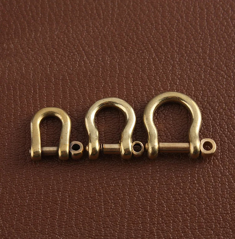 Handmade DIY Brass Horseshoe Buckle D-Type Bulb Buckle Leather Keychain Hardware Accessories
