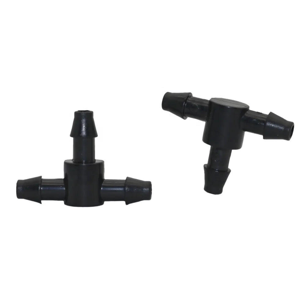 Micro Drip Irrigation Barbed Tee Connector 3 Way Pipe Joint Hose Tee Barb Fittings for 1/4 Inch Hose