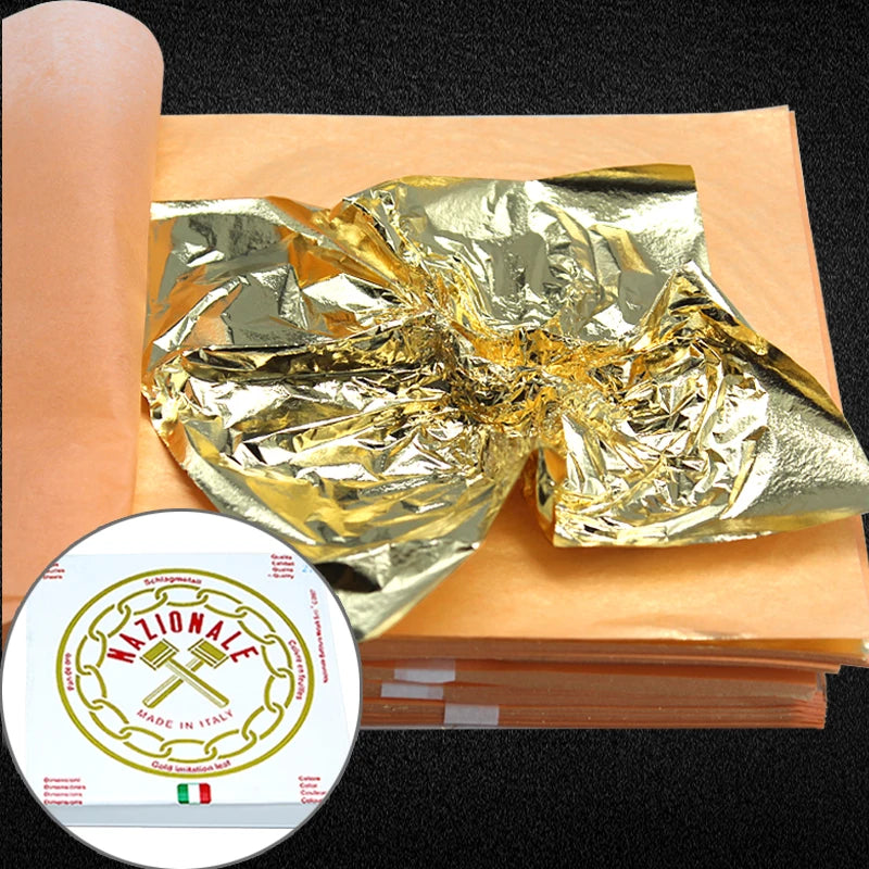 Gold Foil Paper Book Copper Aluminum Copper Foil 14 cm Decorative Imitation Gold and Silver Foil Paper 25 Pieces Per Book