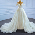 Jancember RSM67264 Elegant a Line Full Pearl Simple Bohemian Wedding Dress