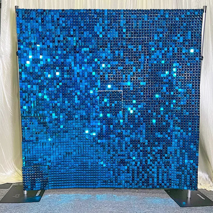 Hot Sale Event Decoration Supplies Shimmer Wall Navy Sequin Wedding Backdrop Panels Navy Sequin Wall
