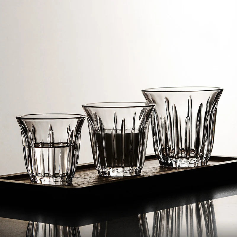 Mini Vintage Tempered Glass American Iced Coffee Cup Ice Latte Milk Drinking Cup Flat White Espresso Dirty Coffee Cup Restaurant