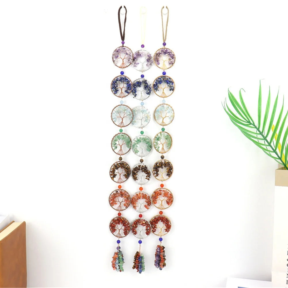 Wholesale Natural Life of Tree Gravels Chips Fengshui Crystal Sun Catcher Hanging Suncatche for Decoration