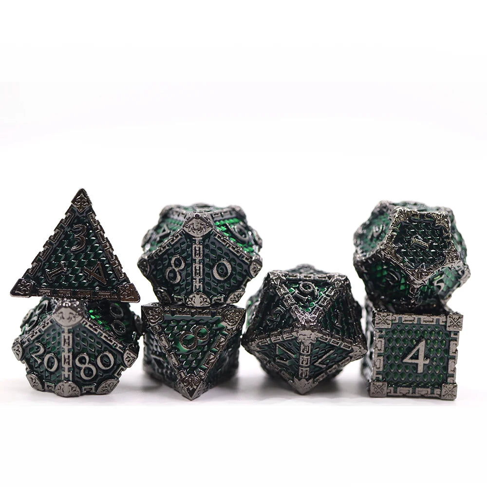 Green Dragon Scale Metal D20 DND Dice Set for Dungeons and Dragons Gifts Accessories