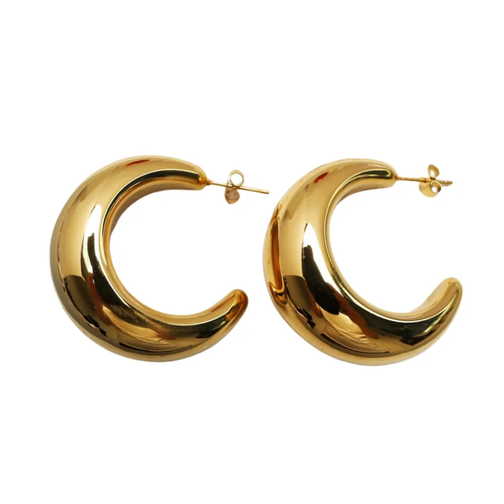 2025 New Stainless Steel Hypoallergenic Women Light Weight Exaggerated Large Earrings 18k Gold Plated PVD Coating Jewelry