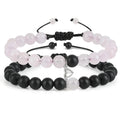 MANCHAO Adjustable Magnet Fashion Jewelry Pink Crystal Frosted Stone Couple Bracelet for Men and Women Pearl Bangles