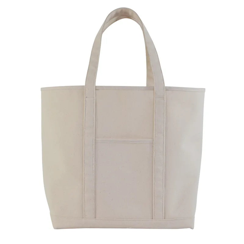 OEM Custom Logo Canvas Tote Bag Eco-Friendly Reusable Cotton with Pocket Zipper Size Options Available for Shopping