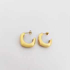 New Simple Gold Plated Regular Semi Circle Hoop Earring C Shape Stud Earring Bijoux En Acier Inoxydable