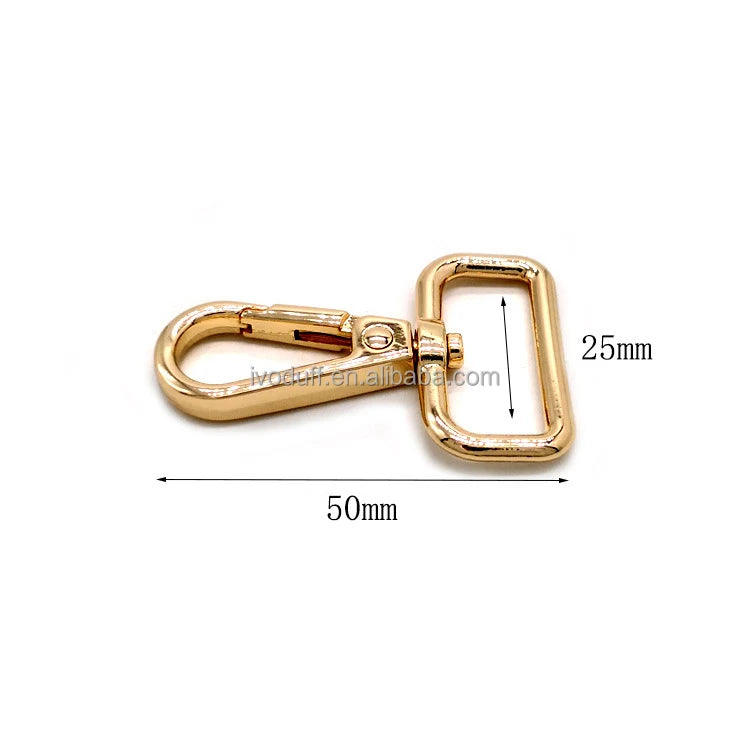 Metal Handbag 25mm Light Gold Snap Hook Clasps Clips Buckle