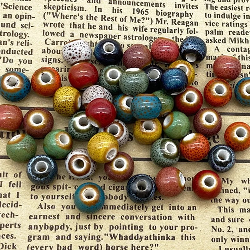Wholesale 10mm Round Flower Glaze Ceramic Porcelain Beads for Jewelry Making