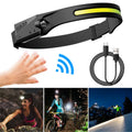 1200mAh Polymer Lithium Battery USB Rechargeable Sensor Flashlight Iduction Waterproof Running Outdoor Camping Cob Led Headlamp