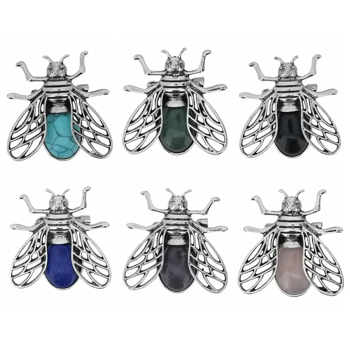 Wholesale Fashion Jewelry Necklace Natural Gemstone Crystal Amethyst Fly Pendant Necklace For Women Accessories