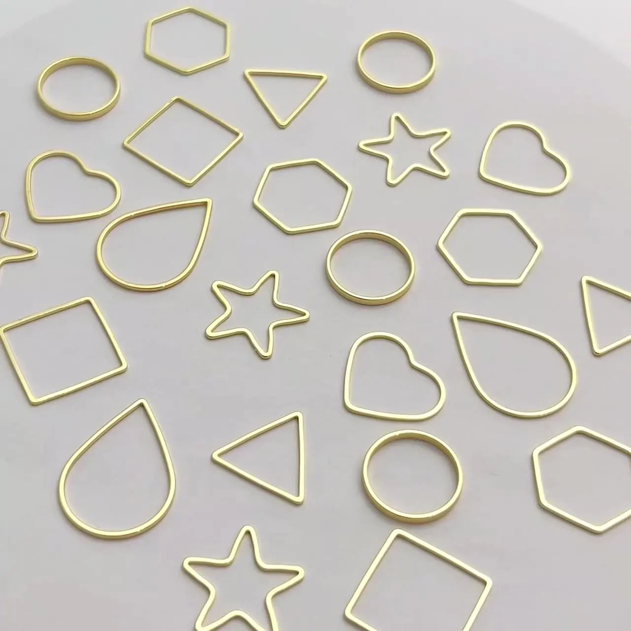 14K Gold Plated Hollow Mold Pendants Assorted Geometric Pressed Flower Frame Handmade DIY Crafts for Resin Earring Necklace