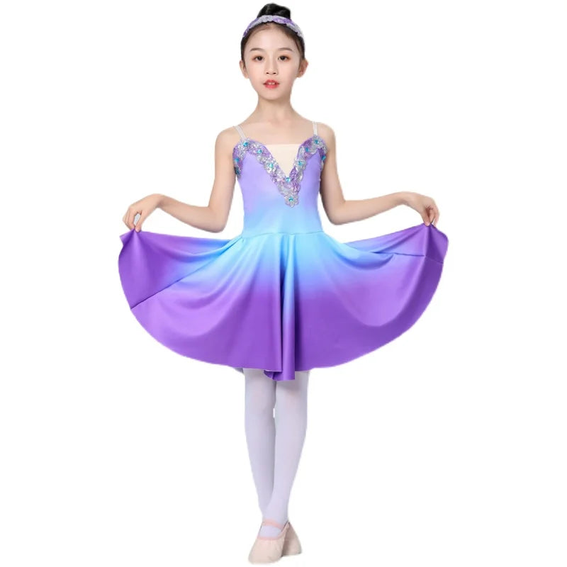 Children's Little Swan Dance Costume Girls Ballet Tutu Performance Clothes