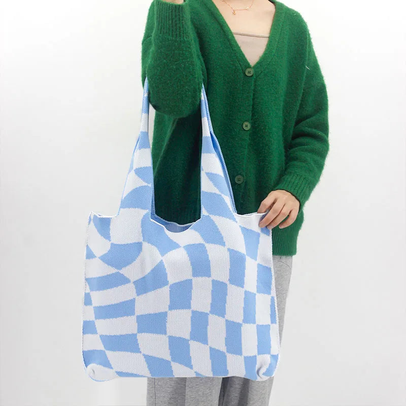 Wholesale Customizable Large Capacity Women's Tote Bag Open Closure Portable and Fashionable Knitted Shoulder Bag