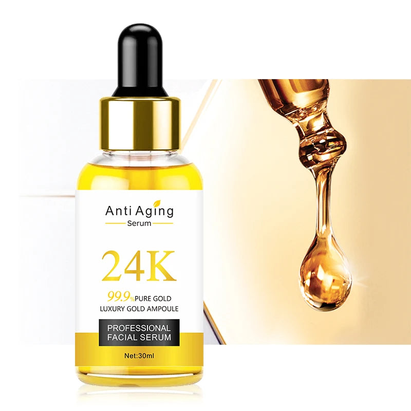 Private Label Anti Wrinkle Anti Aging  24K Gold Serume Whitening Care Skin Face Serum
