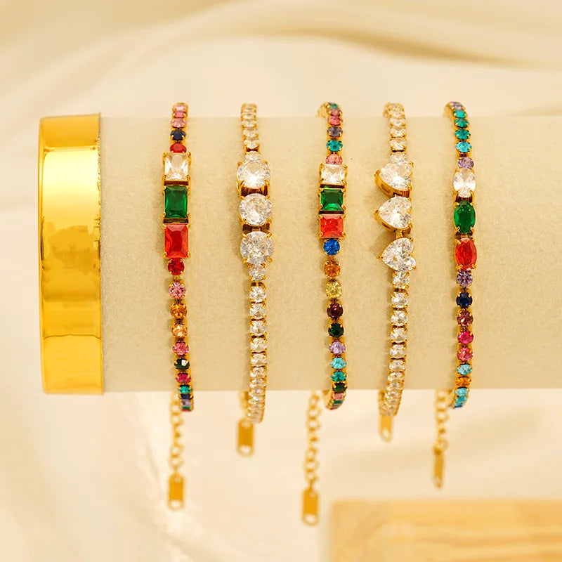 High-End Light Luxury Ins Style Stainless Steel Full Diamond Zircon Bracelet for Women