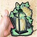 The New Hot Embroidered Patches Custom logo Blank Luminous Glitter Cartoon Iron on Patches Purple Mushroom Embroidery Patch