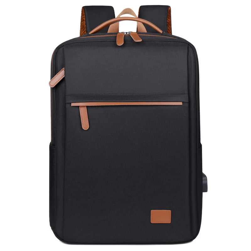 Business Travel 17 Inch Vintage Nylon Laptop Backpack for Men Fashionable Waterproof with Nylon Lining USB Port Zipper Closure