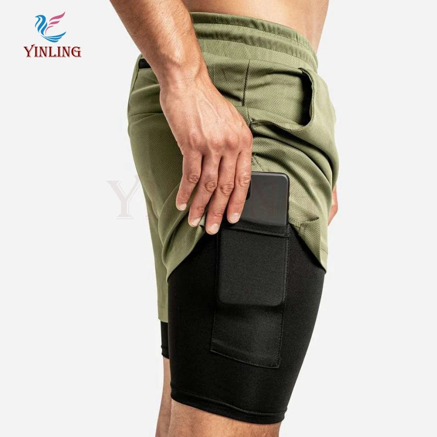 Men's Athletic Quick-Dry Gym Shorts 2-in-1 with Towel Loop Elastic Waist Closure Casual Sportswear for Physique Training