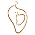 JINYOU 1797 Metal 18K Gold Plated Stainless Steel Chain Collar Necklace Bracelet Jewelry Set for Women