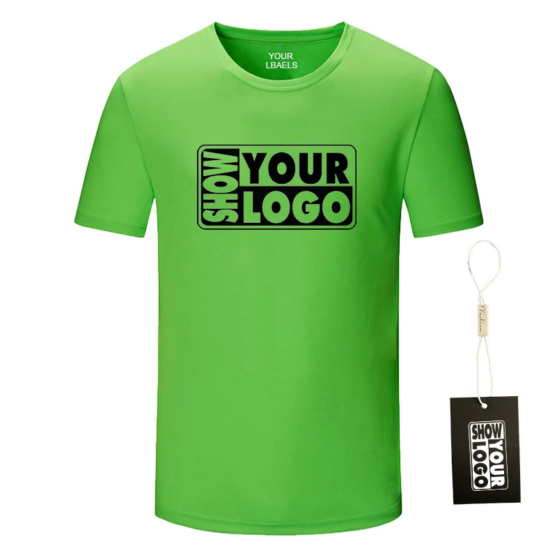 Quick Dry Workout Shirts for Men Moisture Wicking Sport T Shirts Free Hang Tag Labels Custom Print using Silk Screen Printing