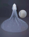 QUEENS GOWN Bridal Bead Face Veil Wholesald Bridal Bead Veil  Appliqued Wedding Veils With Comb  Bead Around Hem Two -Layers 3 M