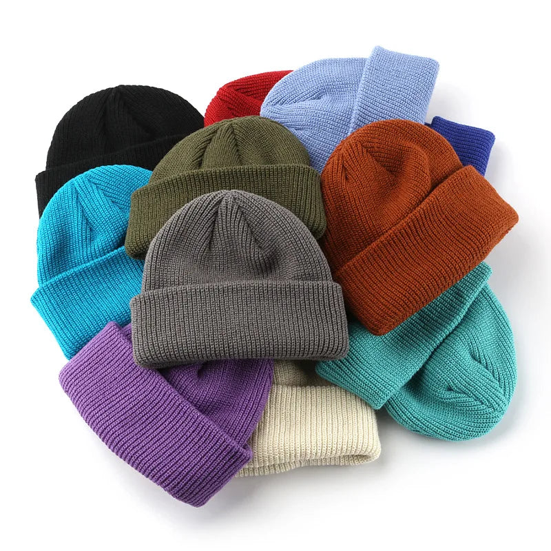 Plain Colorful Winter Warm Cotton Elastic Hat Women Knitted Gilr Fashion Wholesale Blank Beanie