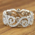 CAOSHI OEM Beautiful Flowers Hollow Design Full Paved Imitated Diamond Band Rings for Women Silver Plated Wedding Rings Jewelry