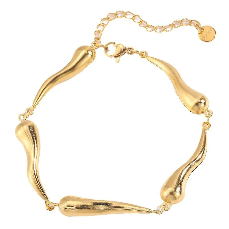 INS Korean Minimalism Irregular Necklace Set Electroplate Geometric Irregular Gold Long Earring Bracelet Jewelry