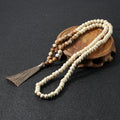 Wholesale 8MM Semi-Precious Gem Stones Wood Mala Bead Necklace Tassel Long Handmade Trendy Beaded Necklace for Women Weddings