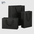 Wholesale Custom Print Logo Plain Black Kraft Paper Bag Packaging Recyclable  Shopping Paper Bags With Logo