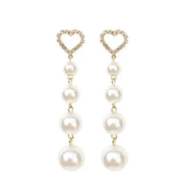 Yiwu DAICY Beautiful Classic Pearl Dangle Earrings Stainless Steel Drop Beaded Earrings for Women Jewelry