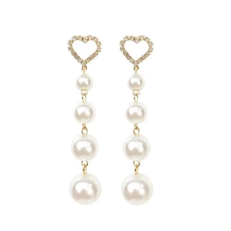 Yiwu DAICY Beautiful Classic Pearl Dangle Earrings Stainless Steel Drop Beaded Earrings for Women Jewelry
