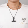 Fashion Nordic Viking Mjolnir Thor Hammer Men's Pendant Helm of Awe Men Necklace Stainless Steel Jewelry