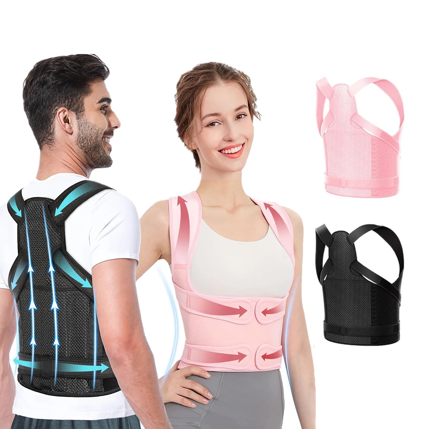 Upgraded Unisex Full Back Brace Posture Corrector Breathable Adjustable for Upper and Lower Back Pain Relief