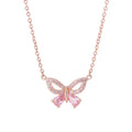 Exquisite Rose Gold Plated Sterling Silver Butterfly Pendant Necklace S925 Sterling Silver CZ Butterfly Necklace for Party