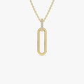 925 Sterling Silver Women Jewelry Pave CZ Gold Rectangle Pendant Necklace