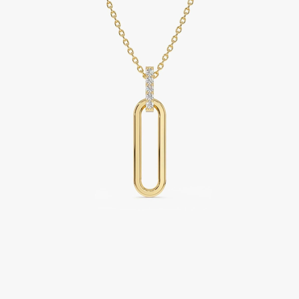 925 Sterling Silver Women Jewelry Pave CZ Gold Rectangle Pendant Necklace