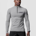 Compression Shirt Fitness Workout Gym Half Zip Turtleneck Velour Long Sleeve Shirt Sports Full Sleeve T Shirt for Men