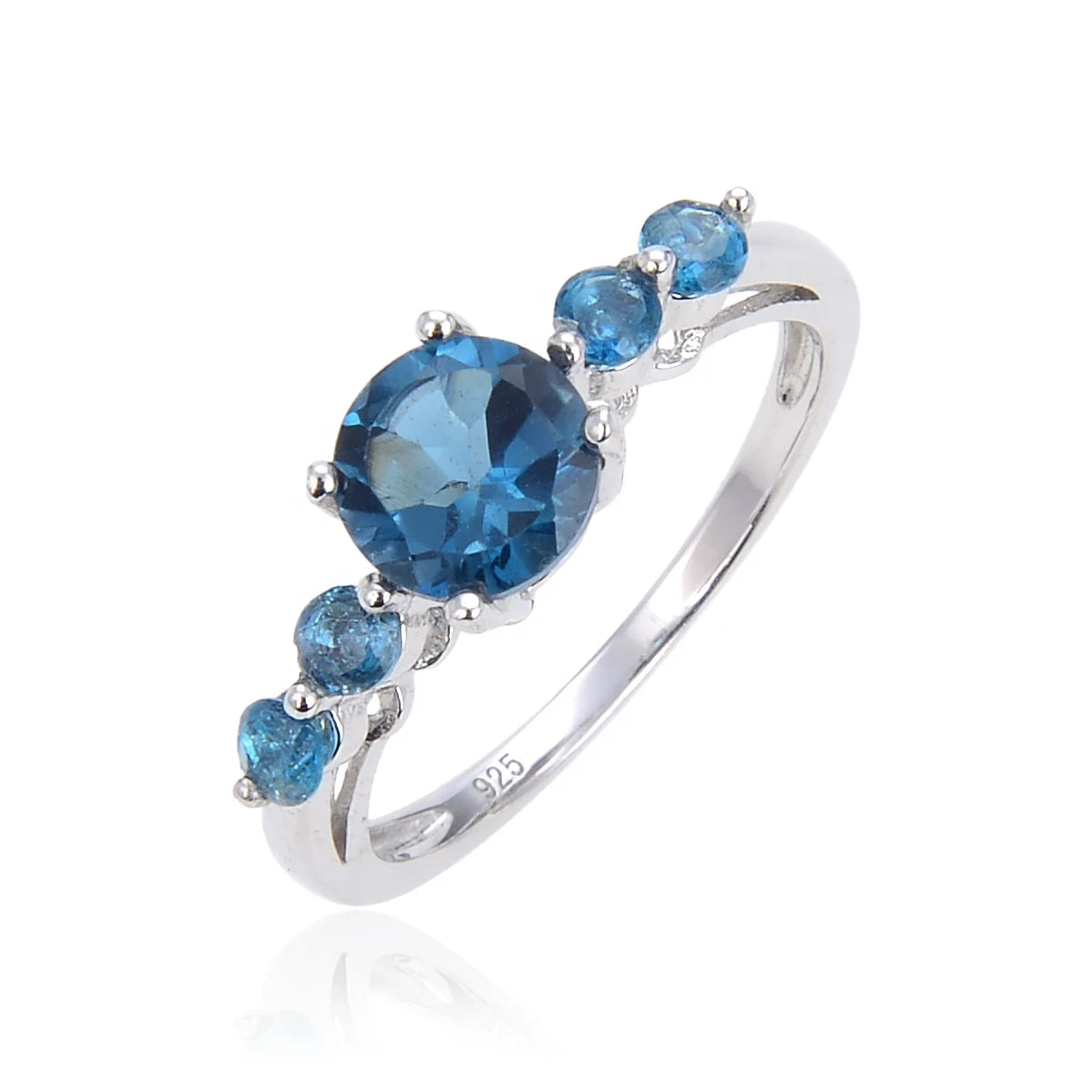 Abiding Jewelry Customize New Designs London Blue Topaz Gemstone Rings Jewelry Women 925 Sterling Silver Wedding Ring