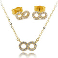 Fashion Fine Jewelry Making Supply Solid  AU750 Gold 18K Real Chain Necklace Set 8 Shaped Stud Earring Pendant with 5A CZ Stones