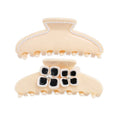 Jinhe Jewelry 3.4Inch Acetate Hair Claw Nude Color Four-leaf Flower Design Pearl Hair Clip Exquisite Hair Accessories