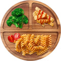 Acacia Wood  Plate Divided Plate for Adults Dinner Wood Plates Round Wooden Tray Food Platters for Weight Loss