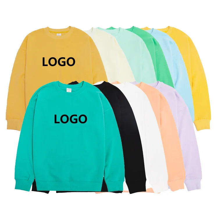 Bulk Wholesale Custom Graphic Oversized 100% Organic Cotton Unisex Men Crewneck Sweatshirt Sweat Shirt
