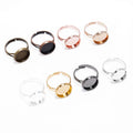 10pcs 8mm Plate Adjustable Round Flat Blank Bezel Rings for Glass DIY Jewelry Design Fas
