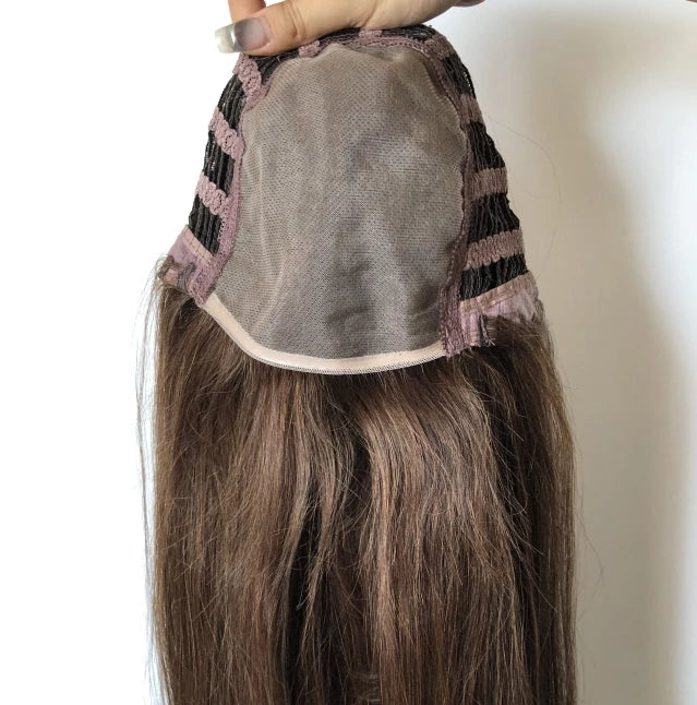 Women Mono Front Wig 100% Human Hair Real Hair Wig 20inch 4# Customzise Color Human Hair Worldwide Shipping