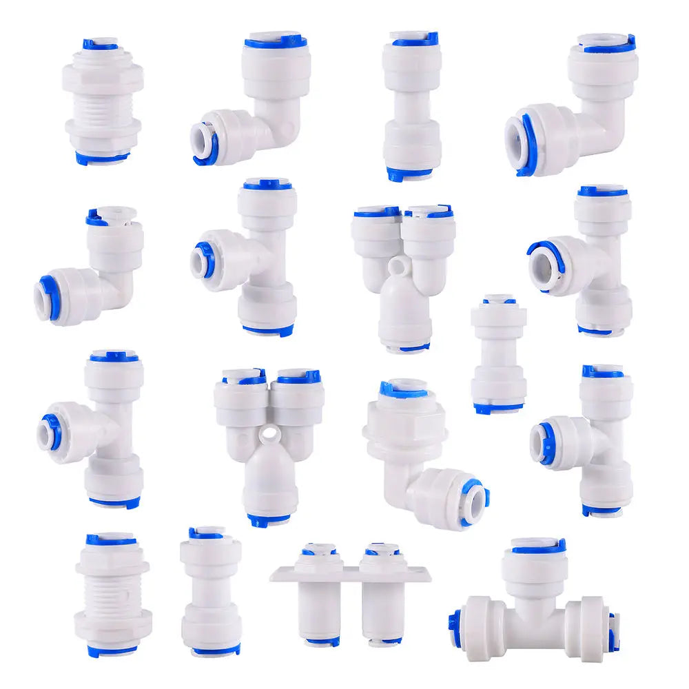 1/4 3/8 Inch Aquarium Pipe Slip Quick Connector Reverse Osmosis Slip Lock Joint Air Hose Fitting Tee Coupling Valve Adapter