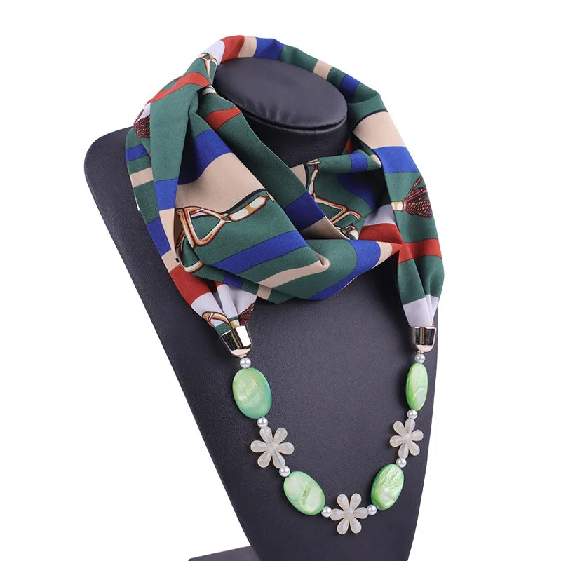Wholesale Custom Scarf Necklace Pendant Jewelry Tassel Polyester Scarf Necklace